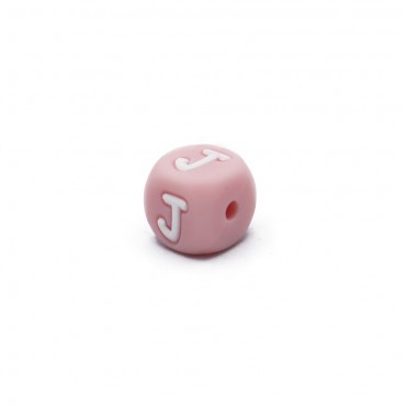 Dado lettera rosa in silicone per catenelle ciuccio e bijoux Rosa