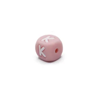 Dé en silicone rose avec lettres pour chaînes de sucette et bijoux Rose