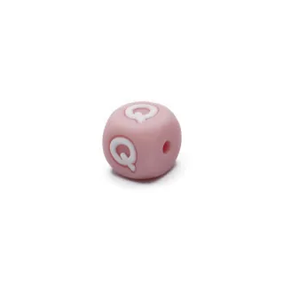 Dé en silicone rose avec lettres pour chaînes de sucette et bijoux Rose