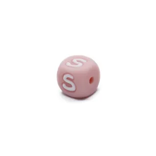 Dé en silicone rose avec lettres pour chaînes de sucette et bijoux Rose