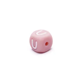 Dé en silicone rose avec lettres pour chaînes de sucette et bijoux Rose