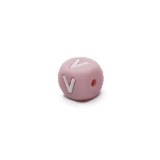 Dé en silicone rose avec lettres pour chaînes de sucette et bijoux Rose