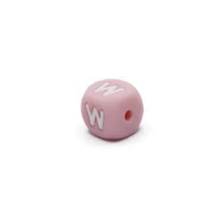 Dado letra rosa de silicona para cadenas de chupete y bisutería Rosa