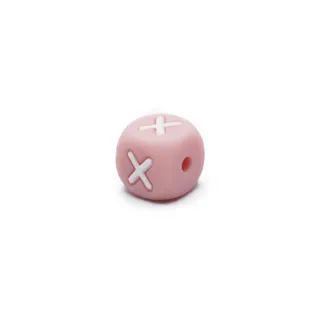 Dado letra rosa de silicona para cadenas de chupete y bisutería Rosa
