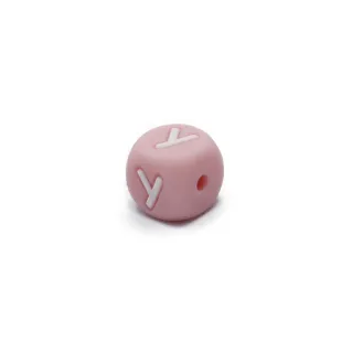 Dado letra rosa de silicona para cadenas de chupete y bisutería Rosa