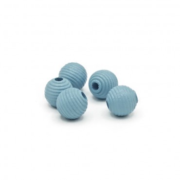 Perline 10mm in legno rigate per catenelle ciuccio e bijoux 5pz Azzurro