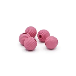Perlas de madera estriadas 10 mm para cadenas chupete y bisutería 5pz Rosa