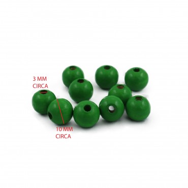 Perline 10mm in legno Verde per accessori e bijoux