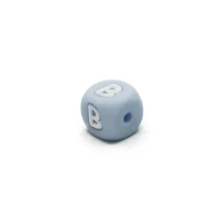 Dado letra azul de silicona para cadenas de chupetes y bisutería Azzurro