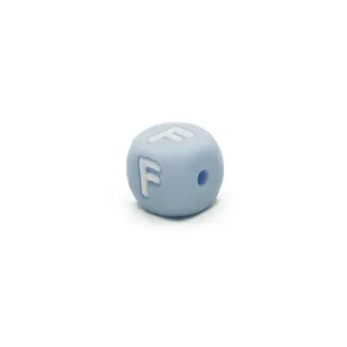 Dado letra azul de silicona para cadenas de chupetes y bisutería Azzurro
