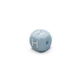 Dado letra azul de silicona para cadenas de chupetes y bisutería Azzurro