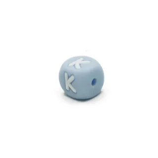 Dado letra azul de silicona para cadenas de chupetes y bisutería Azzurro