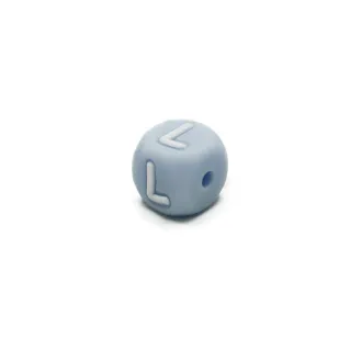 Dado letra azul de silicona para cadenas de chupetes y bisutería Azzurro
