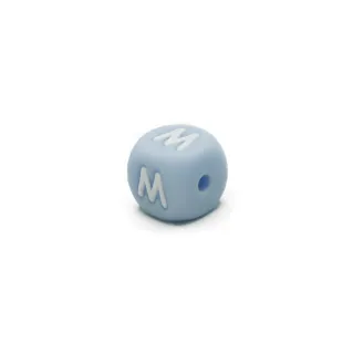Dado letra azul de silicona para cadenas de chupetes y bisutería Azzurro