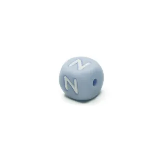 Dado letra azul de silicona para cadenas de chupetes y bisutería Azzurro