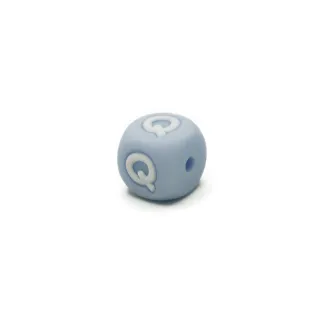 Dado letra azul de silicona para cadenas de chupetes y bisutería Azzurro