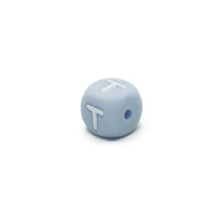 Dado letra azul de silicona para cadenas de chupetes y bisutería Azzurro