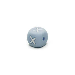 Dado letra azul de silicona para cadenas de chupetes y bisutería Azzurro