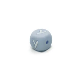 Dado letra azul de silicona para cadenas de chupetes y bisutería Azzurro