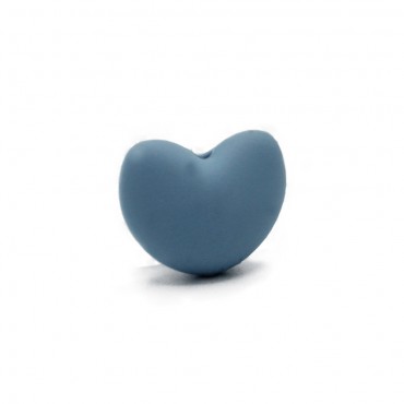 Perlina cuoricino in silicone per catenelle ciuccio e accessori 20mm Azzurro