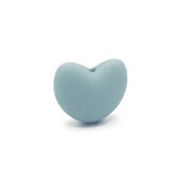 Perlina distanziatore Cuoricino in silicone per catenelle ciuccio Celeste
