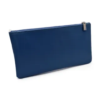 Pochette en simili cuir avec zip pour accessoires made in Italy Bluette