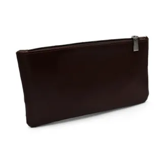 Leatherette Pouch with Zip Tool Holder Made in Italy 24x13cm Marrone