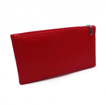 Pochette in ecopelle con zip porta attrezzi made in Italy 24x13cm Rosso