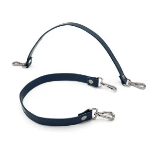 Simple Eco-Leather Handles with Carabiners Made in Italy Navy