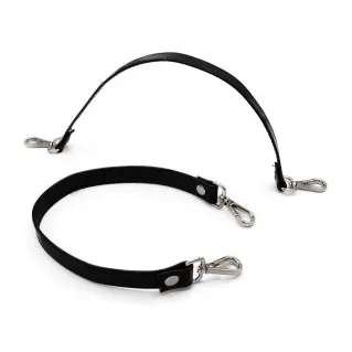 Simple Eco-Leather Handles with Carabiners Made in Italy Nero
