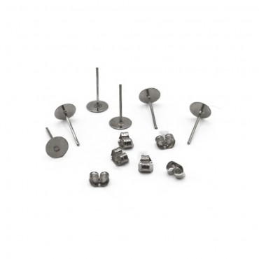 Earring Posts Silver 6pcs