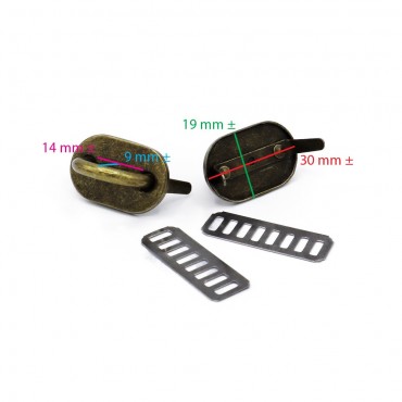 Ponticelli con placca ovale 30x19 Bronzo 2pz