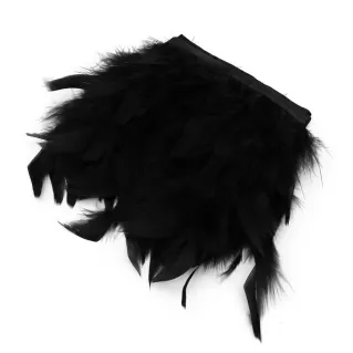 Frange en plumes naturelles pour applications sur sacs et vêtements Noir