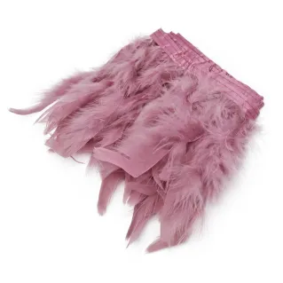Natural Feather Fringe for Bag and Clothing Applications Pink