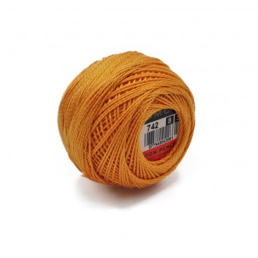 Cotone Perlè DMC n 8 gomitolo 10g Giallo Scuro 742