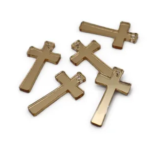 Plex Crucifix for Bomboniere 40x20mm 5pcs Oro