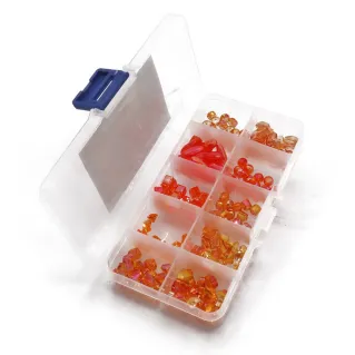 Assorted Resin Jewelry Crystals with 10 Compartment Box Corallo 86