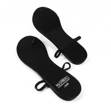 Suole per infradito Positano all'uncinetto con base ecopelle e asole Nero