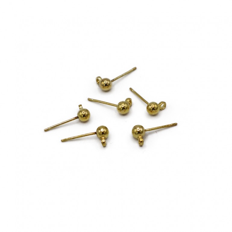 Ball Stud Earrings Gold 4mm 6 pcs
