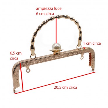 Boquilla para bolso Pearl cm 20,5 x 6 Oro