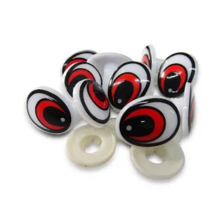Yeux Fixes Rouges Ovales Amigurumi 15 x 18 mm | Tessiland