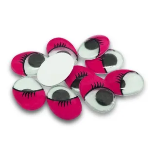 Yeux mobiles avec cils non adhésifs pour amigurumi et peluches 10 pièces Fucsia