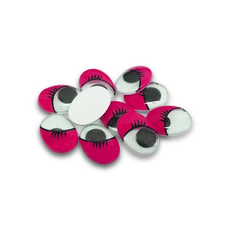 Moving eyes with eyelashes-Fuchsia-amigurumi-15 mm-10 pieces
