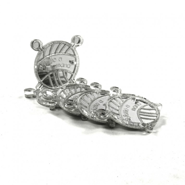 Etiqueta Handmade Plexi efecto Espejo Plata dibujo Ovillo-5 pz