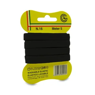 Washable Elastic Band for Clothing and Upholstery 5m Black