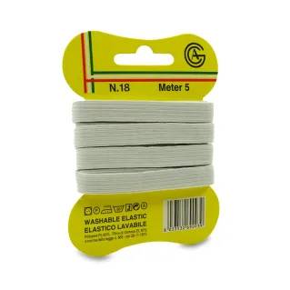 Cinta elástica lavable para ropa y decoración 5mt Blanco