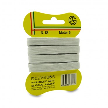 Elastico Lavabile Bianco n.18  Mt.5