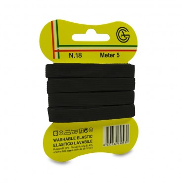 Elastico Lavabile Nero n.18  Mt.5
