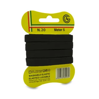 Cinta elástica lavable para ropa y decoración 5mt Negro