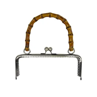 Mini Clasp Closure with Bamboo Handle for Bags Argento